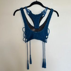Acacia Swimwear Crochet Bikini Set Size XS in Blue